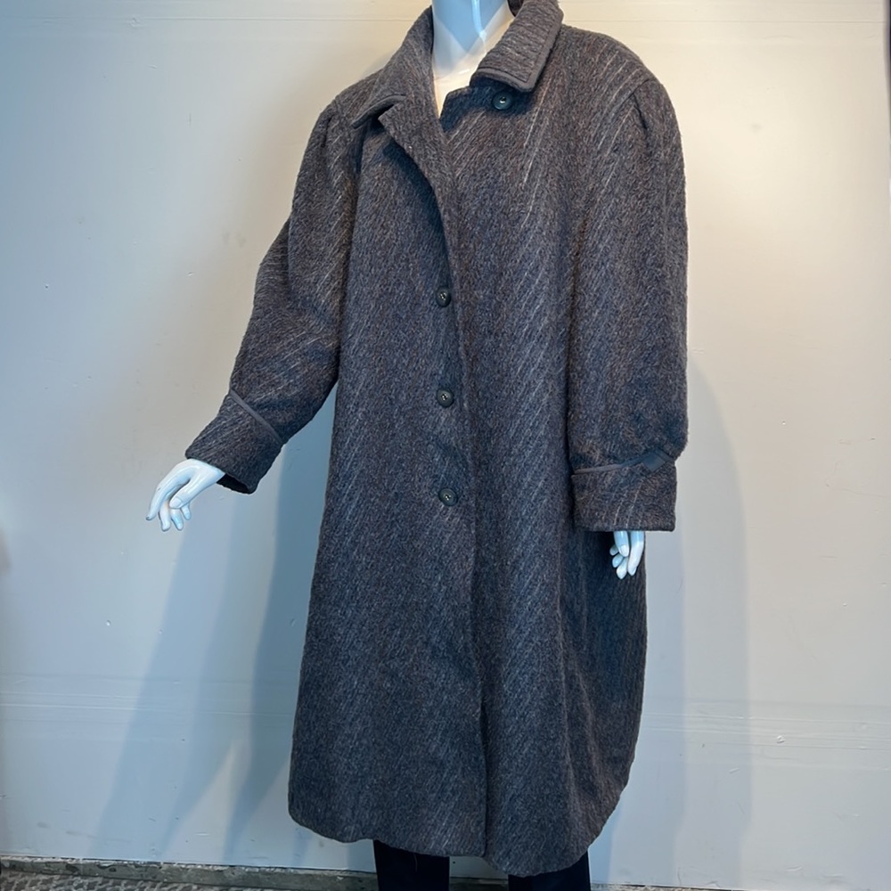 Woman’s Vtg Wool Grey Puffy Sleeves Size 2X Coat - Picture 7 of 14